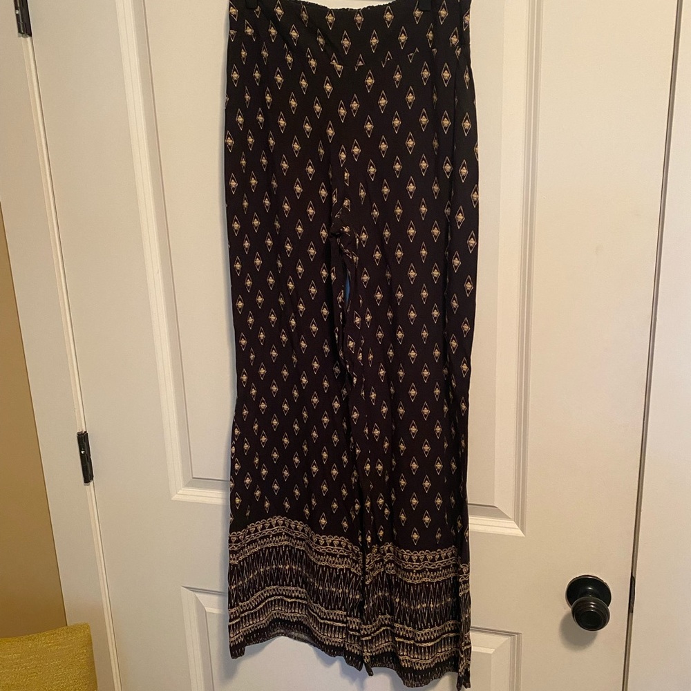 Flowy Black Print Pants
